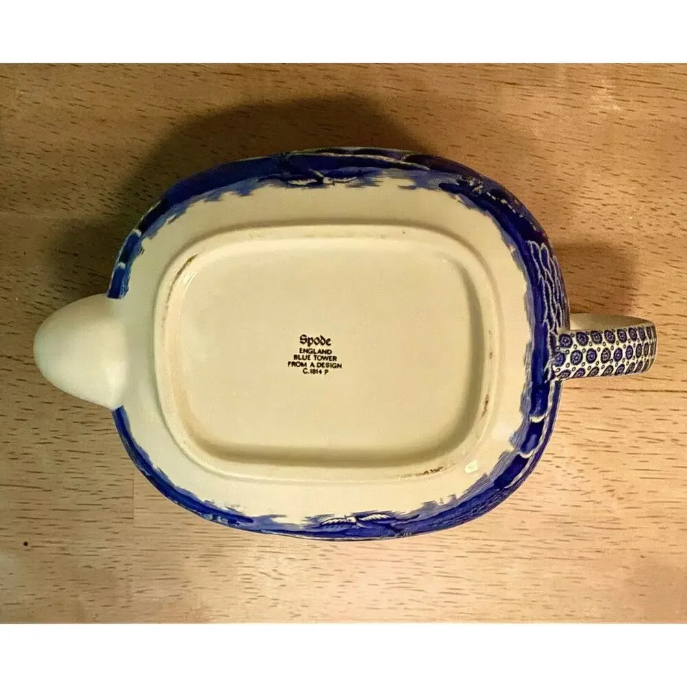 Spode Tower Blue Gadroon Teapot | Pristine Condition | Vintage Made in England